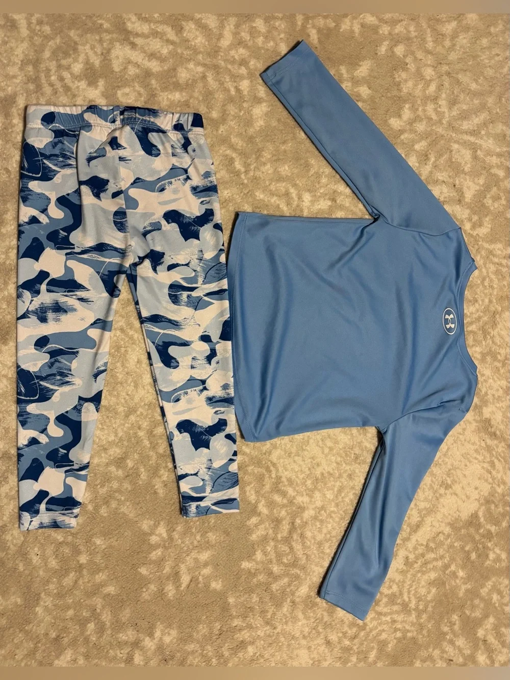Under Armour long-sleeve top & bottom set star theme w/ blue camo printed pants